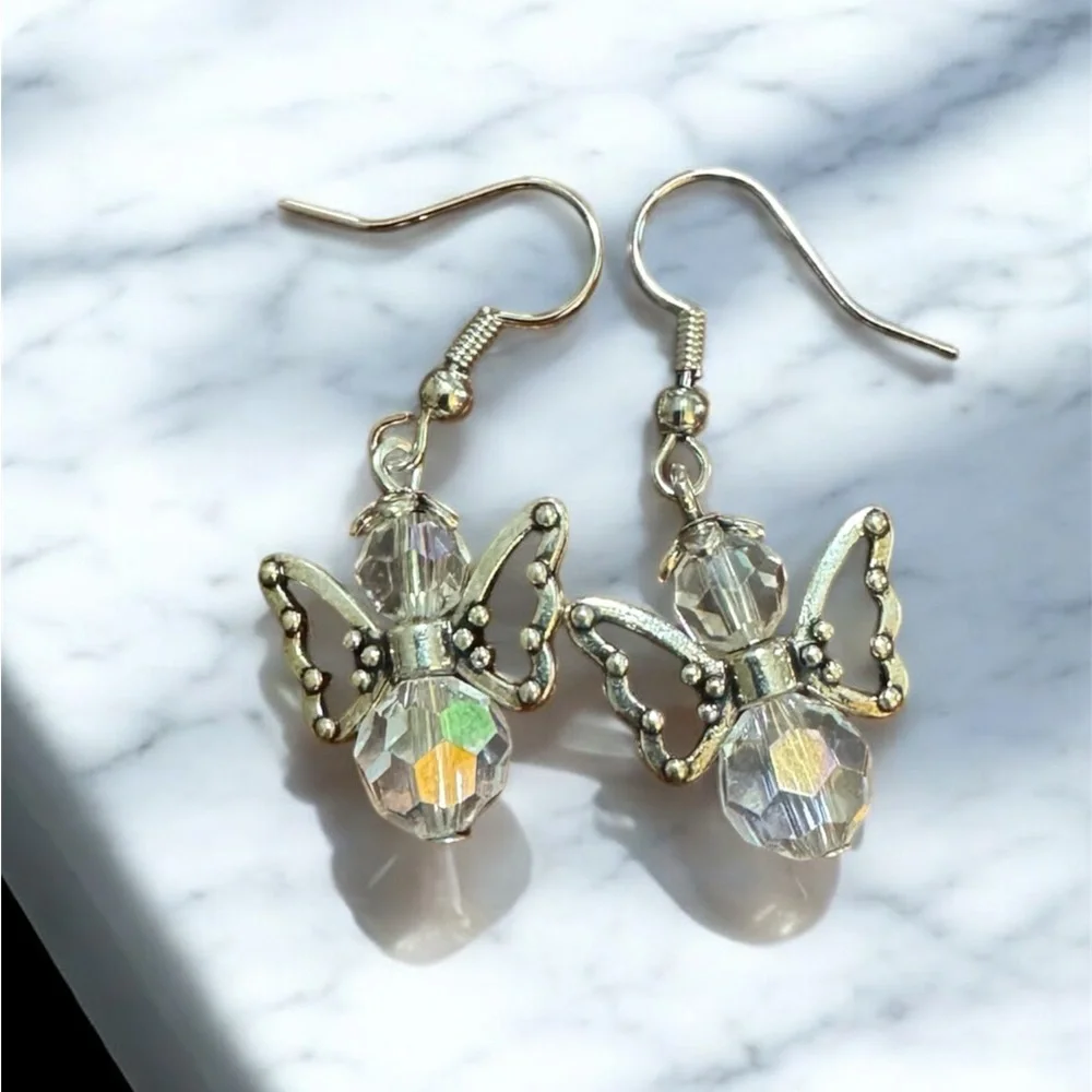 Gold Angel Earrings - Picture 2 of 3
